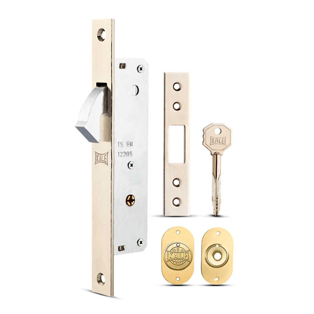 Kale 201F-005 Prazis Silindirli Sürme Kapı Kilidi, Üç Anahtarlı, Nikel, 20 mm.