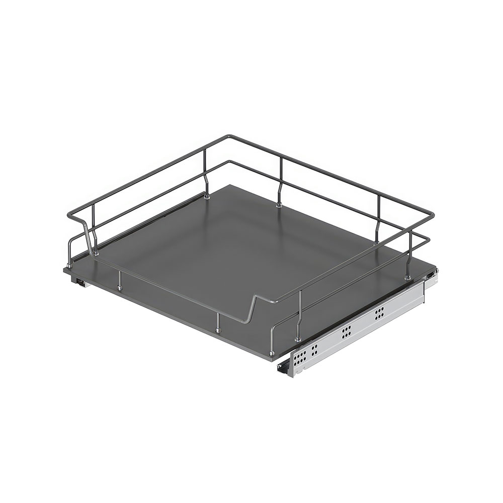 Starax S-2614-A Ahşap Tablalı Bağımsız Çift Açılım Gizli Raylı Çekmece Antrasit 50 cm.