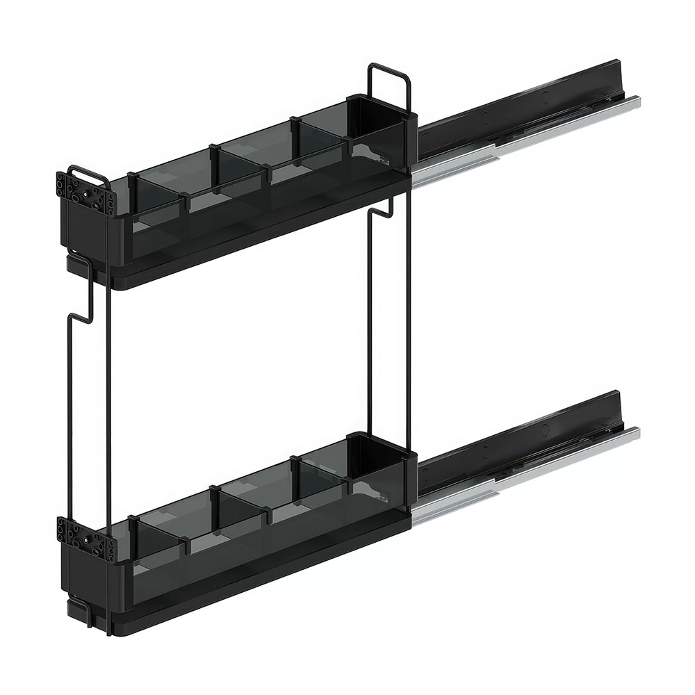 Starax S-2661-P-A Premium Kaymaz Yüzeyli Ahşap Tablalı Şişelik Çift Açılım Antrasit Sağ 15 cm.