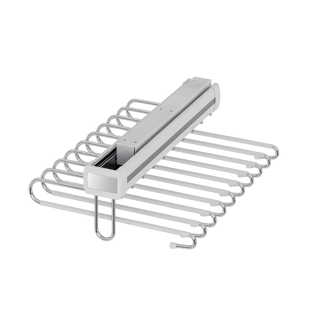 Starax S-6722-W Teleskopik Raylı Alüminyum Pantolon Askısı Tekli Beyaz 40 cm