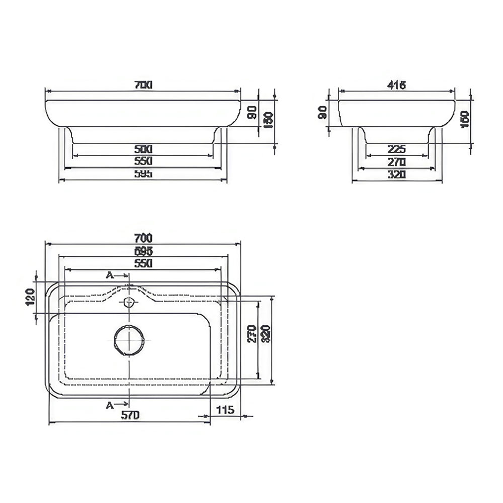Cerastyle 072300-U Lal 70 Lavabo ,Beyaz, 70x42 cm.