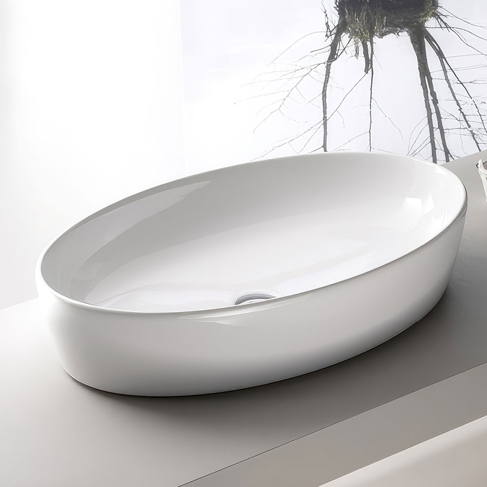 Cerastyle 076200-U One Batarya Deliksiz Lavabo, Beyaz, 67x42 cm.