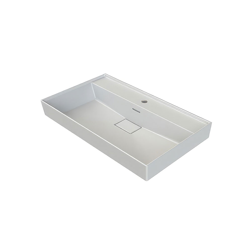 Cerastyle 037300-U97 Sharp Etajerli Lavabo, Mat Beyaz, 80x48 cm.