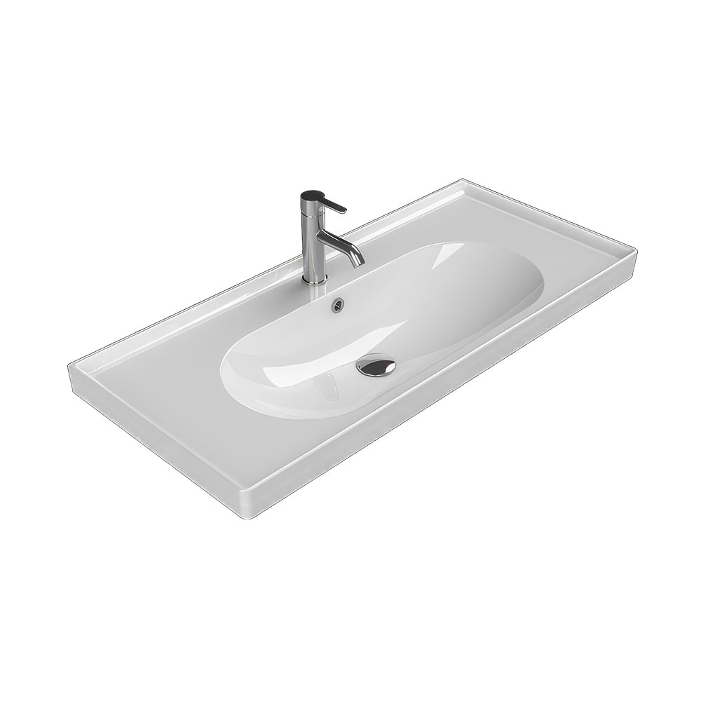 Cerastyle 043500-U Arya Etajerli Lavabo, Beyaz, 100x45 cm.