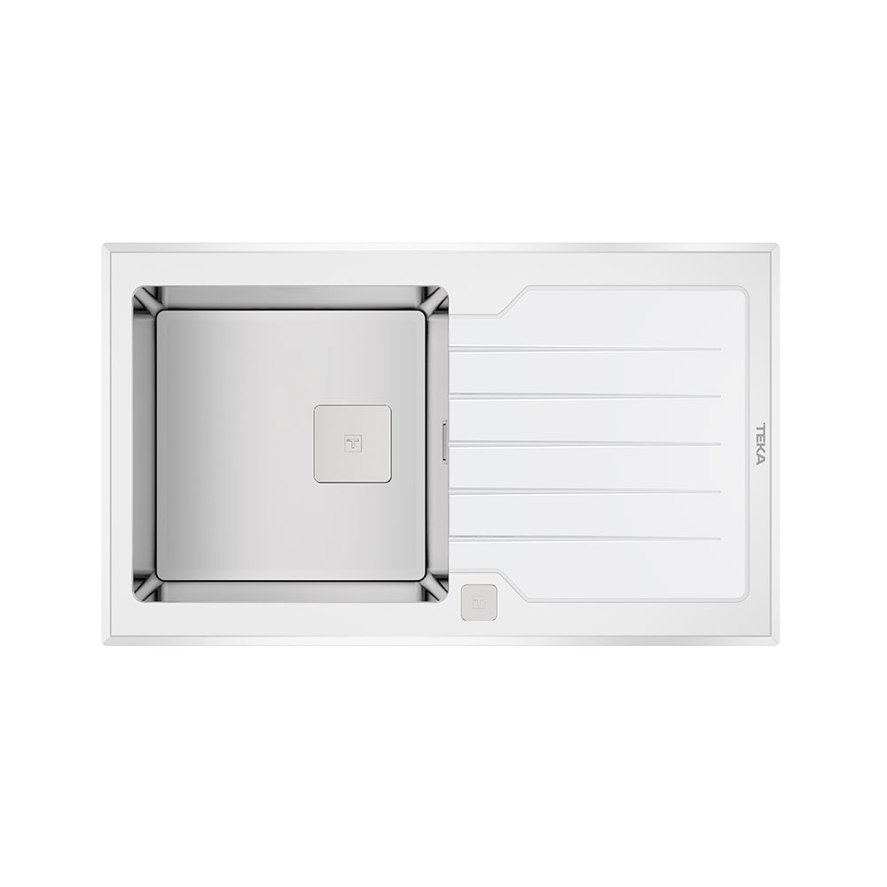 Teka Maestro Diamond RS15 1B 1D 86 Beyaz Cam Yüzey, Tek Hazneli ve Tek Damlalıklı Tezgahüstü Eviye