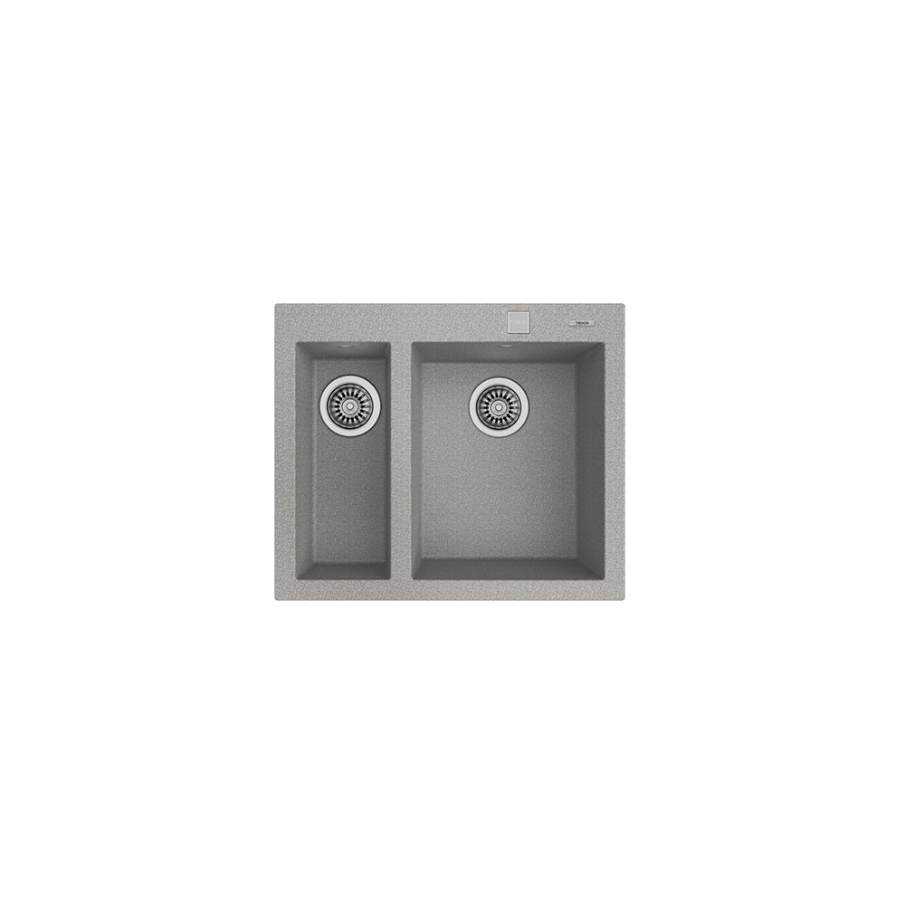 Teka Maestro Forsquare 590 TG Stone Grey, Çift Hazneli Tezgahüstü Tegranite + Eviye