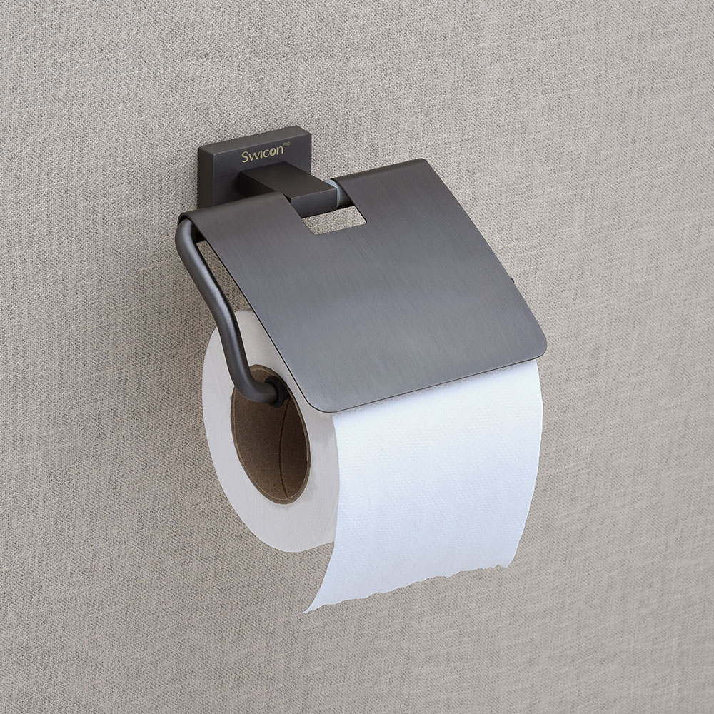 Swicon KS 8210 Kingstone Collection Grafit Siyah Kapaklı Tuvalet Kağıtlığı