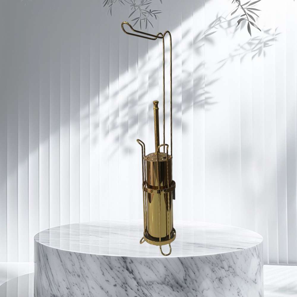 Mabello IS370-G Ayaklı Klozet Fırçası ve Kağıtlık, Gold