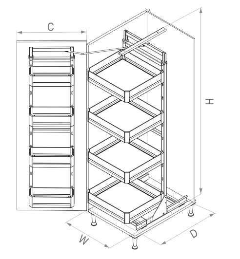 Starax S-1230-P-A Premium İkiz Kiler Antrasit 6 Sepetli 60 cm.