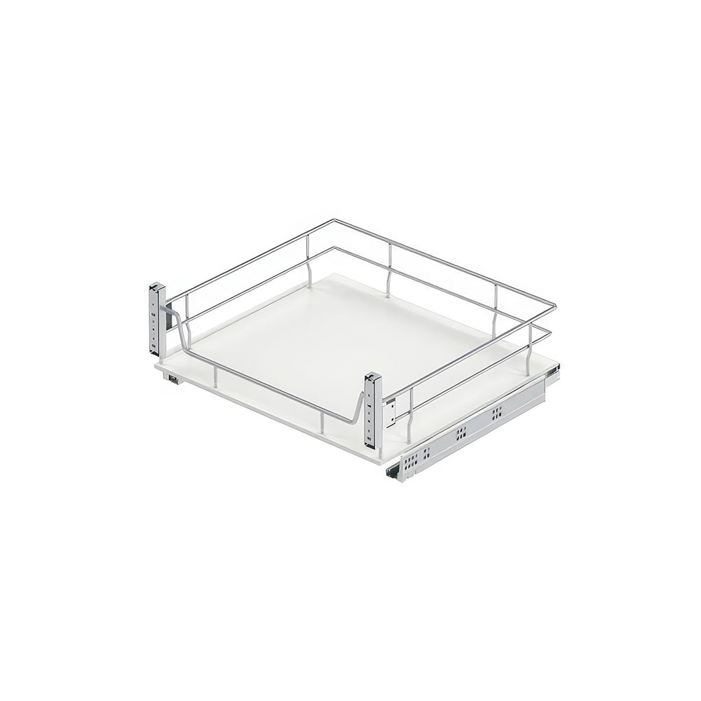 Starax S-2621-C Ahşap Tabanlı Kapağa Monte Çift Açılım Gizli Raylı Çekmece Krom 35 cm.