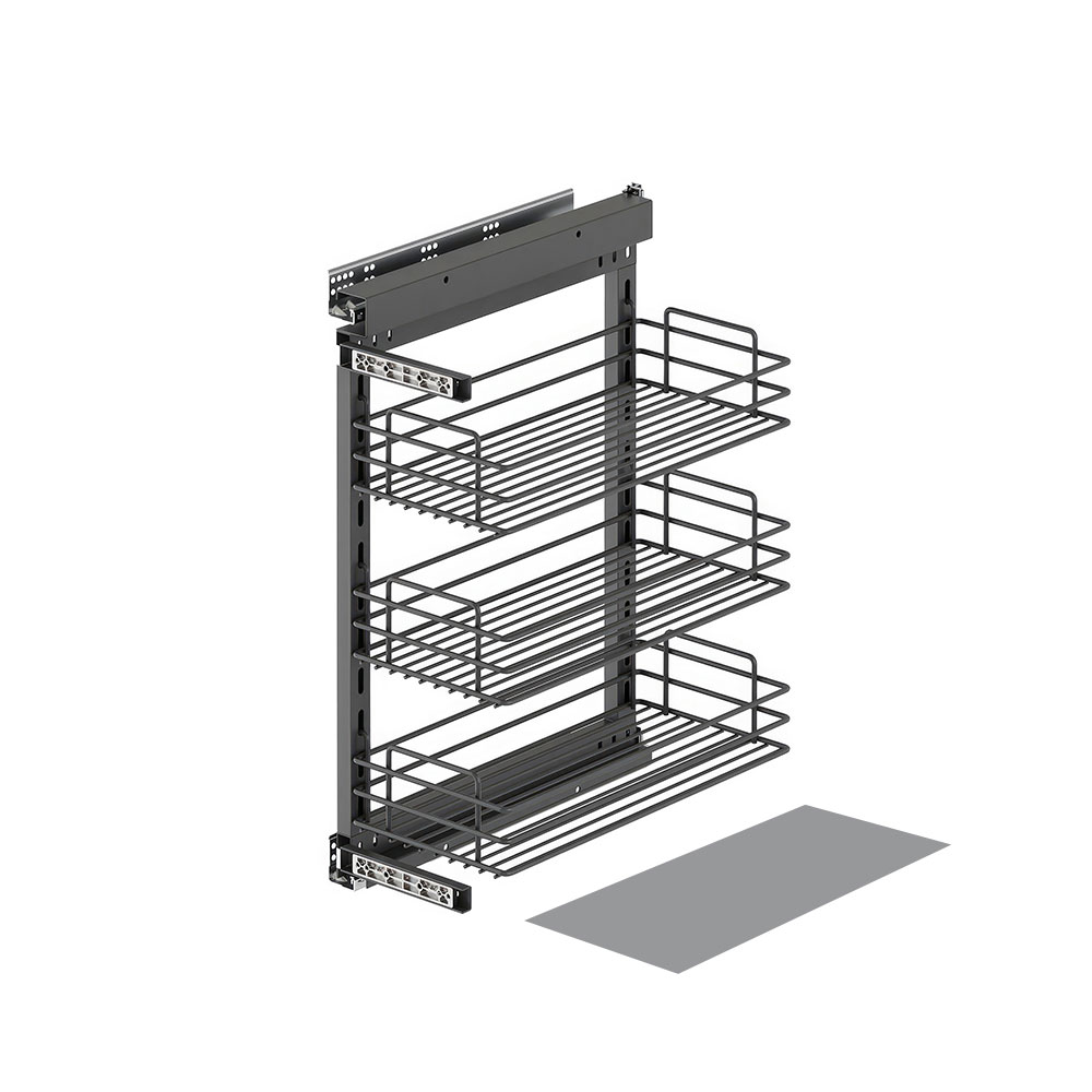 Starax S-2243-A Yandan Gizli Raylı Ahşap Tabanlı Tel Ünite Sağ 90° Antrasit 25 cm.