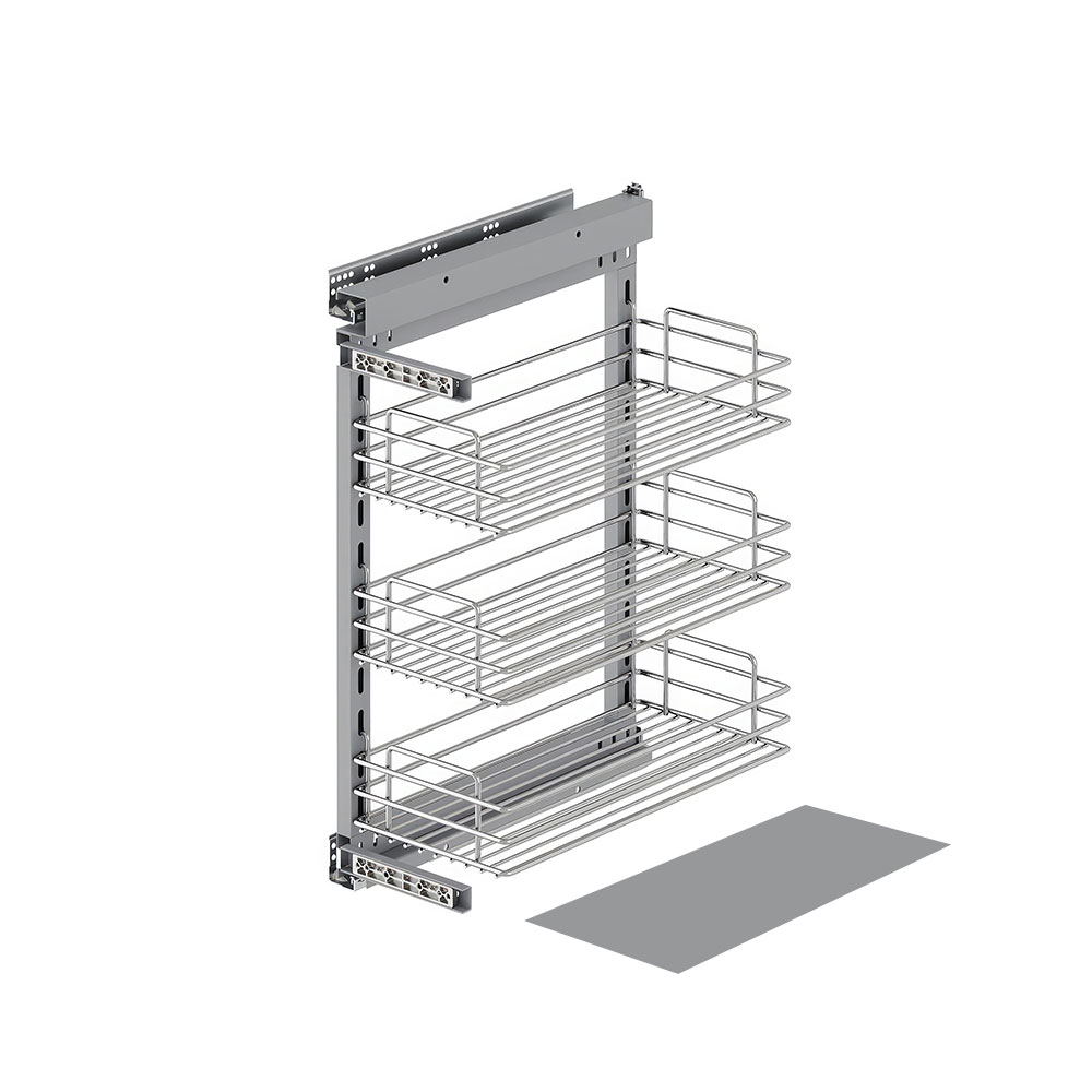 Starax S-2243-C Yandan Gizli Raylı Ahşap Tabanlı Tel Ünite Sağ 90° Krom 25 cm.