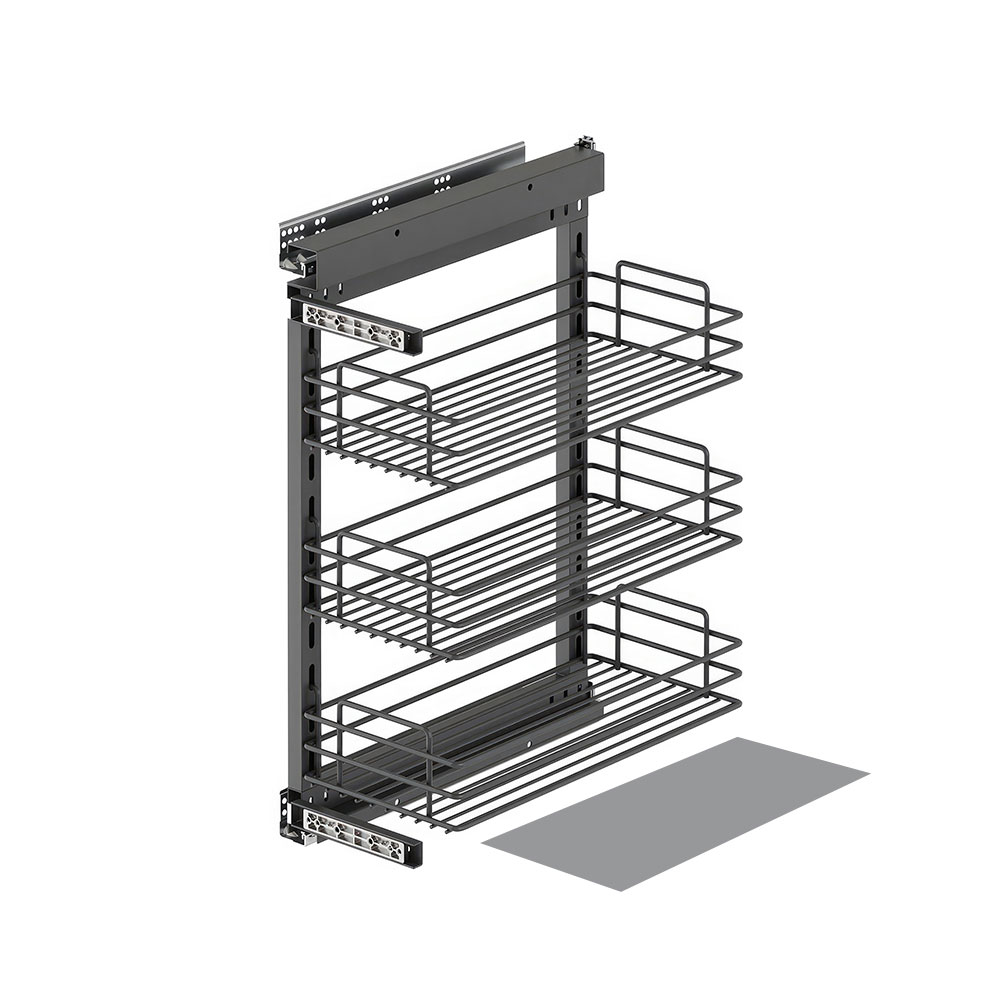 Starax S-2244-A Yandan Gizli Raylı Ahşap Tabanlı Tel Ünite Sol 90° Antrasit 30 cm.