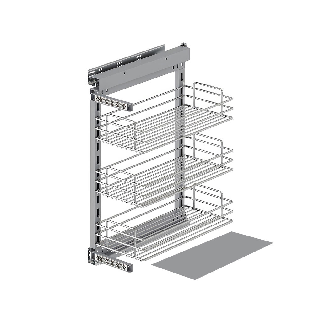 Starax S-2245-C Yandan Gizli Raylı Ahşap Tabanlı Tel Ünite Sağ 90° Krom 30 cm.