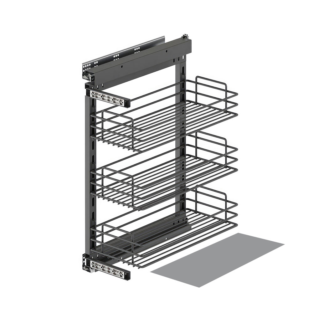 Starax S-2795-A Yandan Gizli Raylı Ahşap Tabanlı Tel Ünite Sol 90° Antrasit 35 cm.