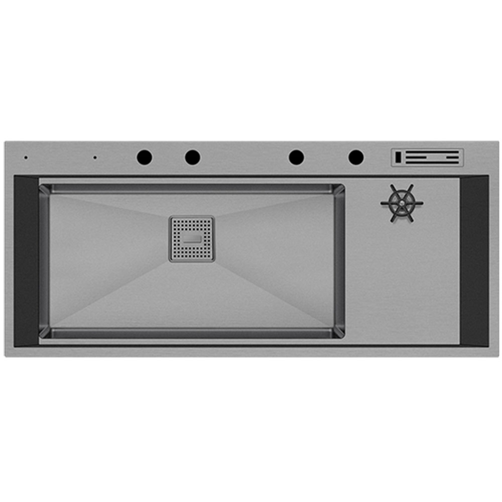 Crauf Lusso 1080 Mat Gri Tezgah Üstü-Sıfır 500x1180mm Tek Gözlü El Yapımı Mega Workstation Bardak Yıkamalı Akıllı Eviye