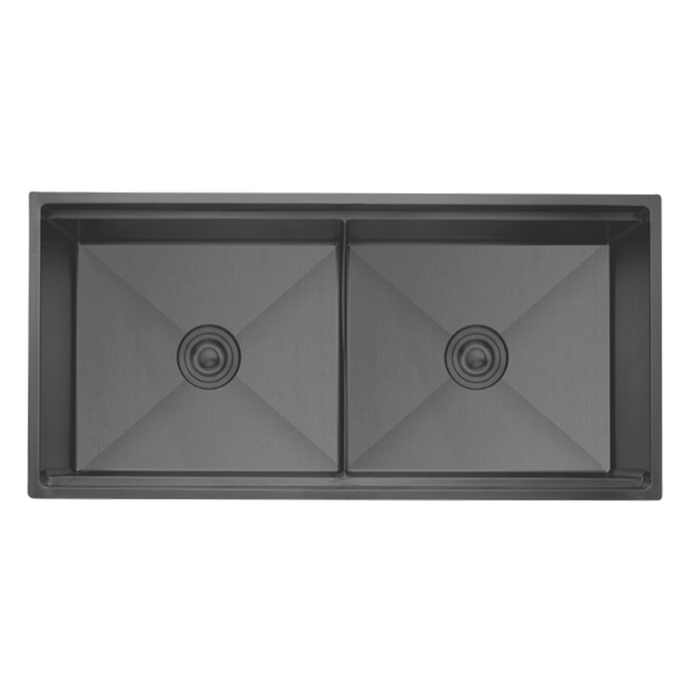 Crauf Vertice 4898A Pvd Füme Tezgah Altı-Üstü-Sıfır 480x980mm Çift Gözlü El Yapımı Workstation Eviye