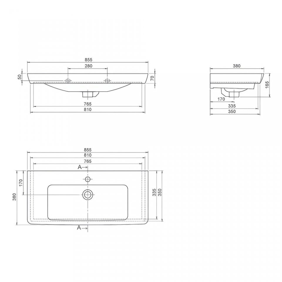 Cerastyle 068200-U Porto Etajerli Lavabo, Beyaz, 85x38 cm.